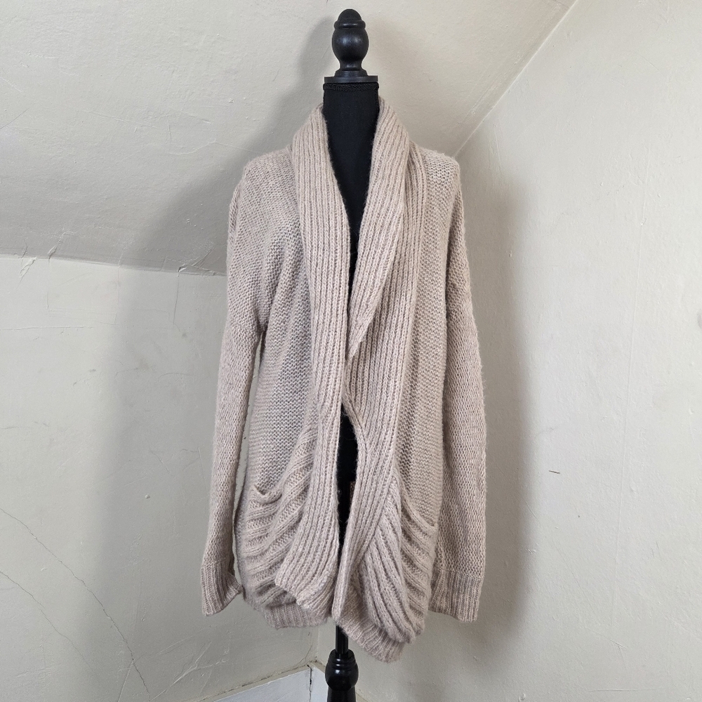 Holistia Alpaca Blend Tan Duster Cardigan with Pockets Women’s Size M